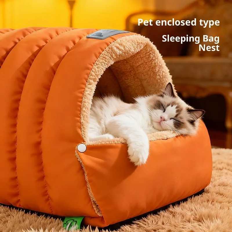 Closed sleeping bag cat nest Foldable Pet House Cat Bed Pet Nest Winter Warm Dog Nest Imitation Leather Semi Enclosed Cat Nest M251217