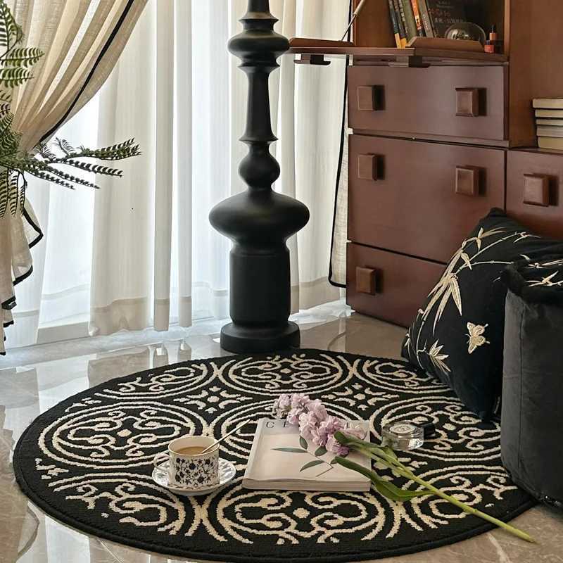 French Style Round Carpet Non-Slip Living Ro Rug Sofa Coffee Table Mat Soft Bedside Floor Rug He Decor Accent Y251216
