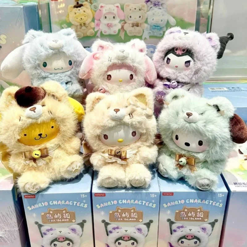 Sanrio Characters Fox Island Series Vinyl Plush Blind Box Anime Figure Collectible Toy Kt Pochacco Cinnamoroll Melody Gifts H251217