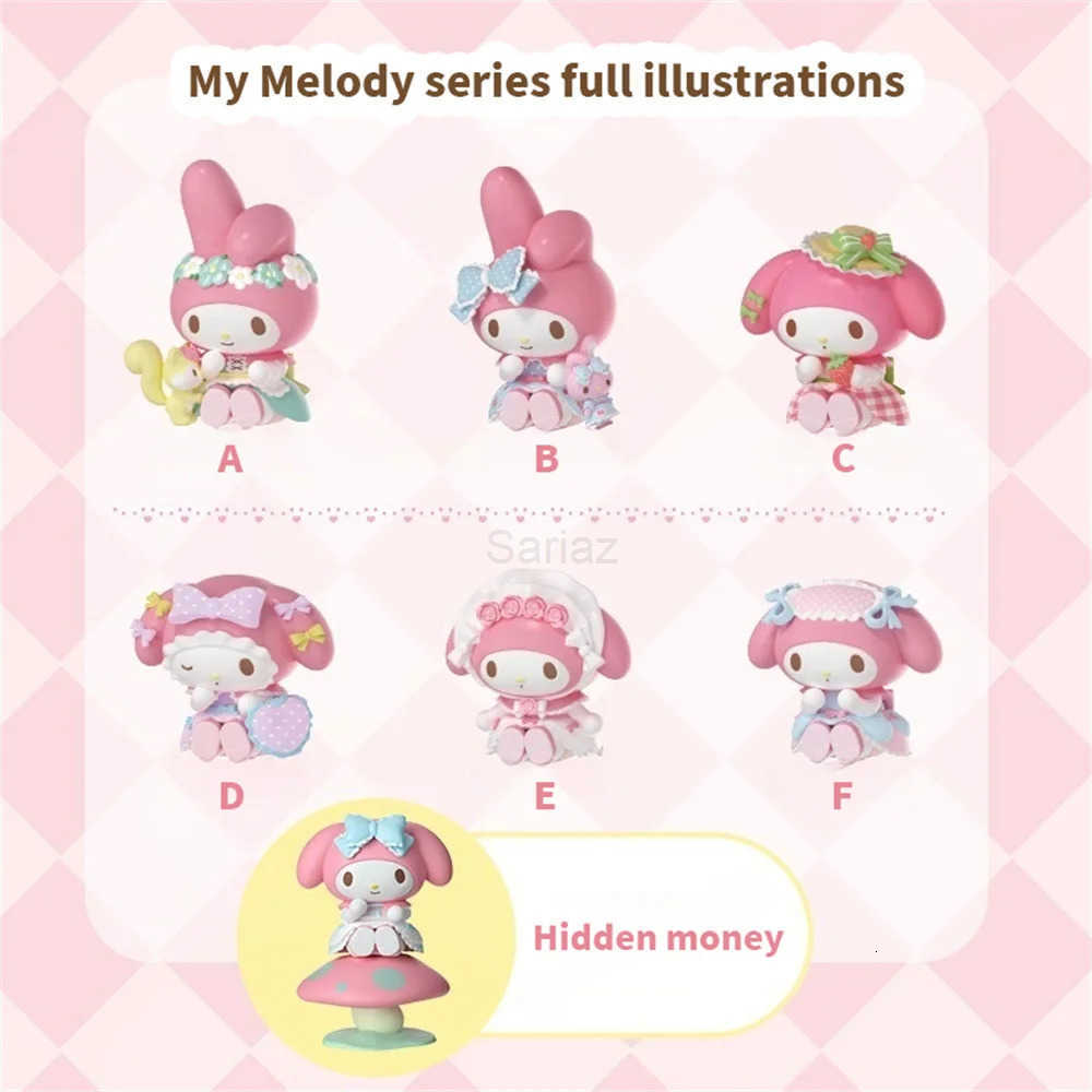 Sanrio Miniso Melody Jungle Tea Party Blind Box Model Cute Toys Fashionable Room Decoration Kawaii Birthday Gift Random 1/2/3PCs H251217