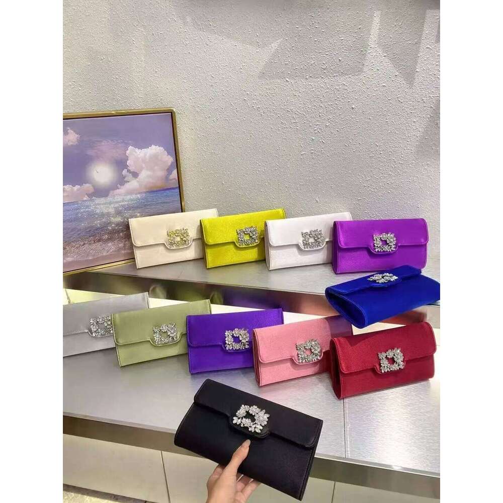 Luxury Designer Fashion Satin Clutch Purse Women Handbag Glitter Diamond Evening Wedding Party Banquet Shoulder Bag