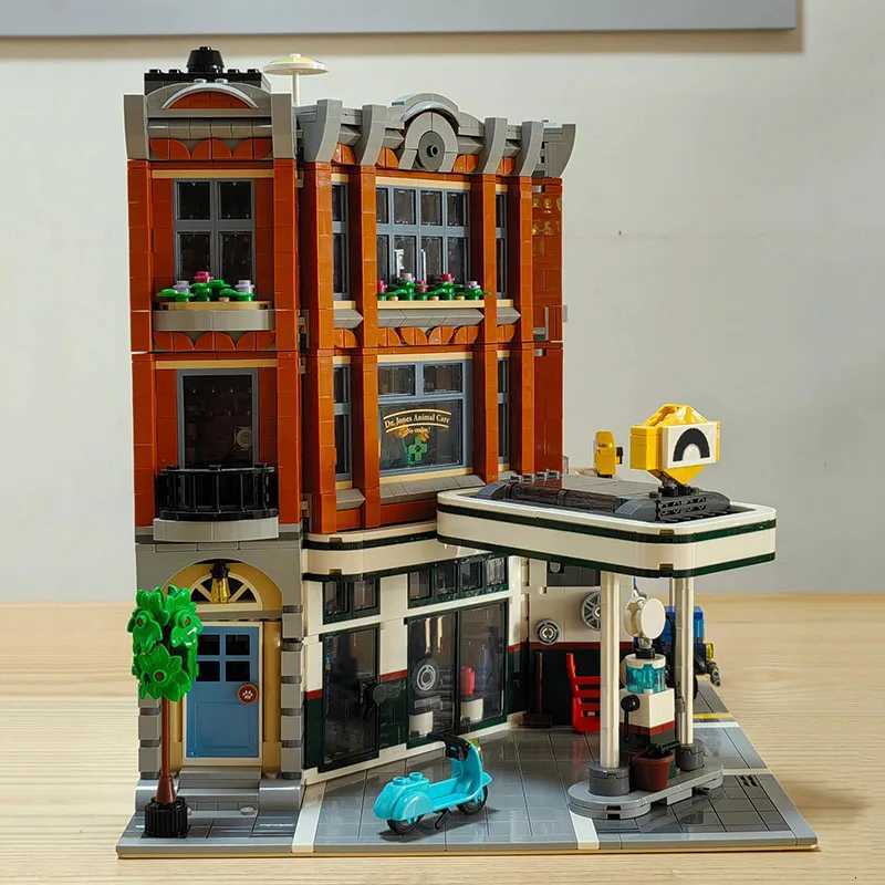 Creative City Street View Corner Garage Building Blocks Architecture Vehicle Repair Station Assemble Bricks Toys Gift Kids Adult X251216