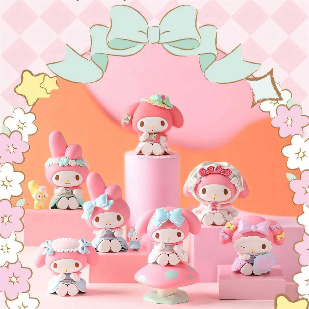 Sanrio Miniso Melody Jungle Tea Party Blind Box Model Cute Toys Fashionable Room Decoration Kawaii Birthday Gift Random 1/2/3PCs H251217