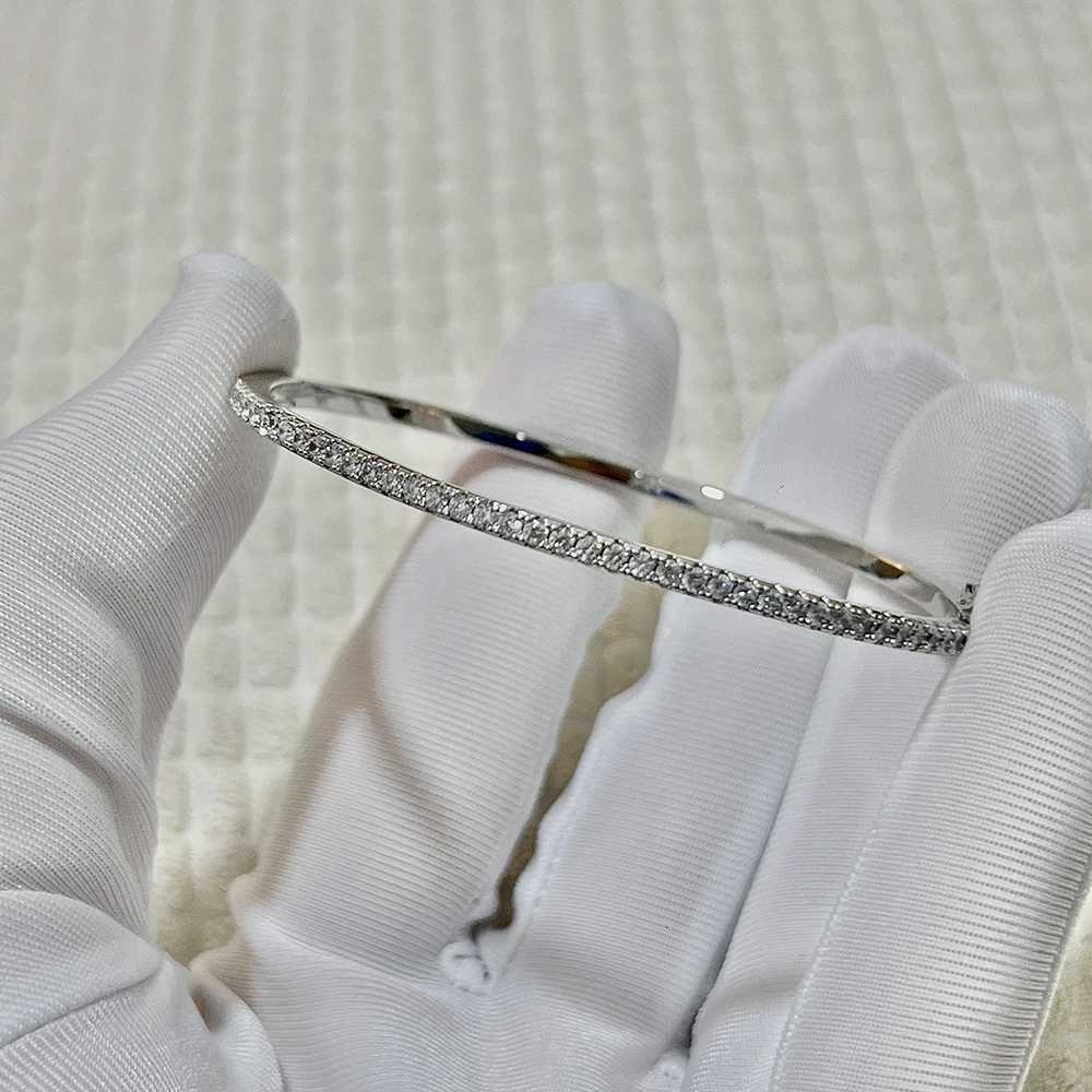 New Brand Pure 925 Sterling Silver Jewelry For Women Rose Gold Bangle Diamond Bangle Wedding Jewelry Around Rivet Bangle Jewelry M251217