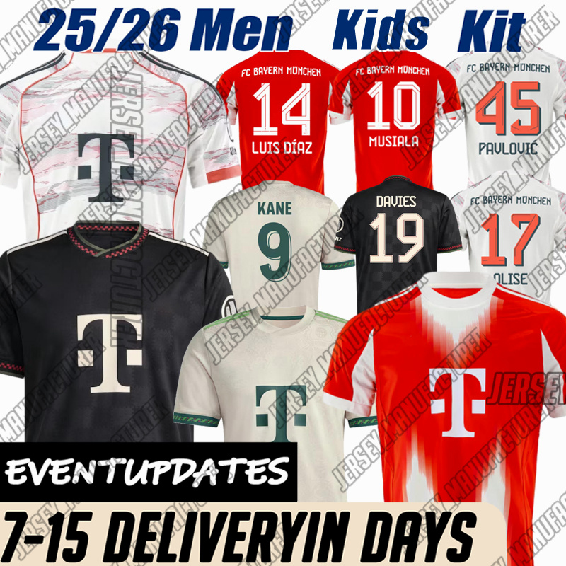 FC bayernmunich 25 26 Harry Kane Musiala Kimmich de Ligt 1. Palhinha Davies Coman KIMMICH Sane Davies bayern munich Kit Men Kids Football Soccer Fan Version Replica