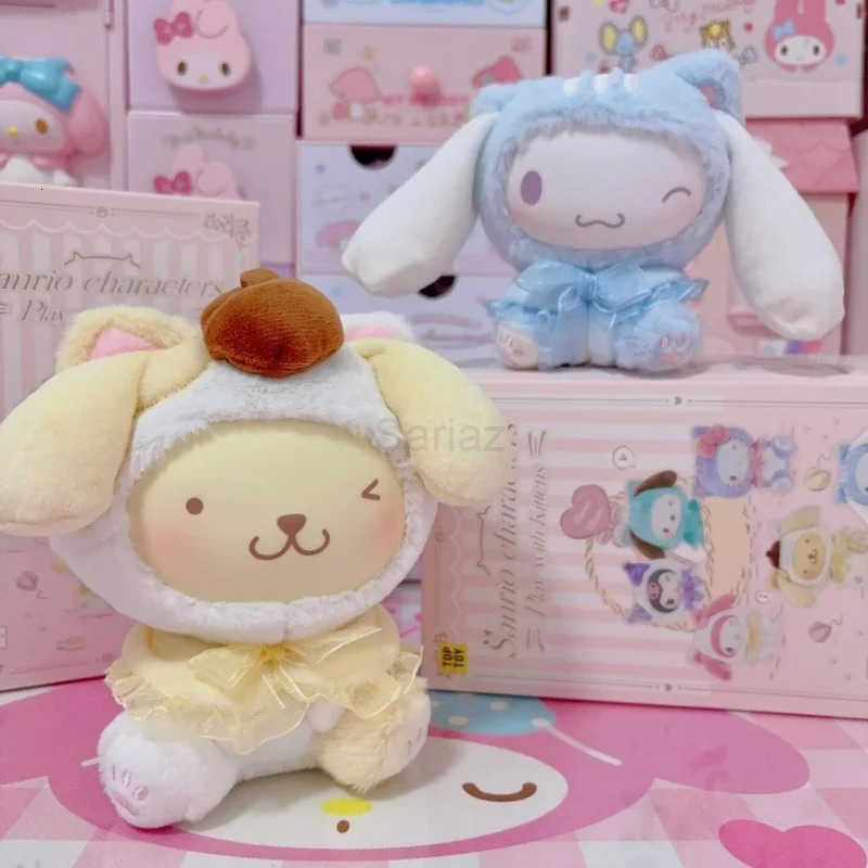 Sanrio Genuine Characters Play With Kittens Series Vinyl Plush Blind Box Kuromi Melody Cute Pendant Anime Doll Mystery Box Gifts H251217