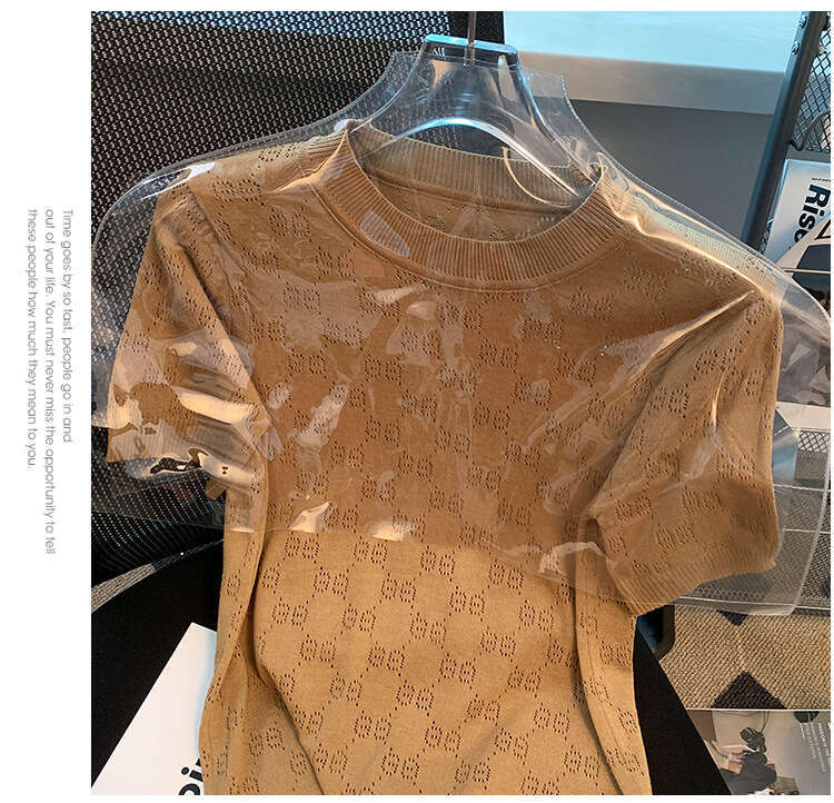 Ice Silk Base Layer Knitted Top Women's Round Neck Loose Thin Summer New Fashion French Design Ladies T-Shirt Sweater Vest