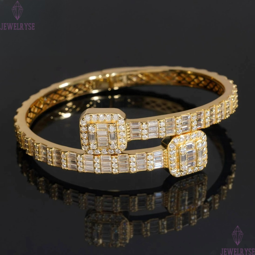 VVS Moissanite Diamond Fashion Men Jewelry 925 Silver Iced Out Hip Hop Jewelry Bracelet Bangle Men