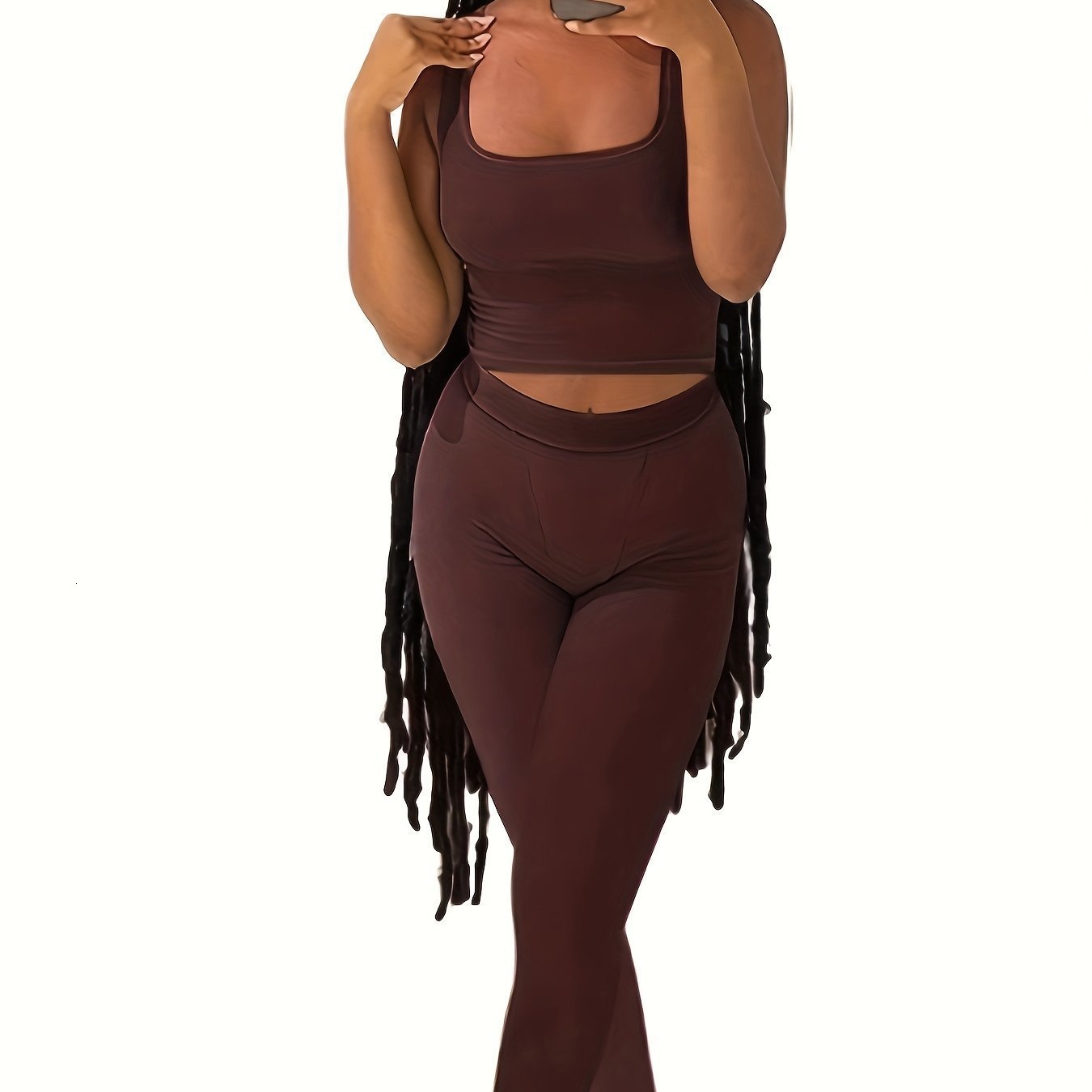 2025 2Piece Solid Color Fitness Set Sports Tank Top Bra HighWaisted 241105Z