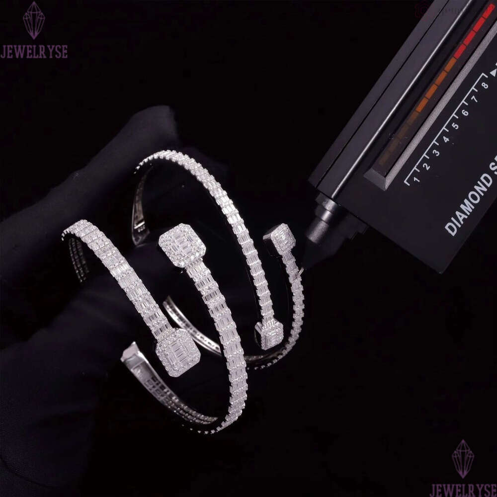 moissanite bracelet XG Square Iced Out Moissanite Cuban Bracelets Bangles 925 Silver Plated Gold Vvs Moissanite Bracelets