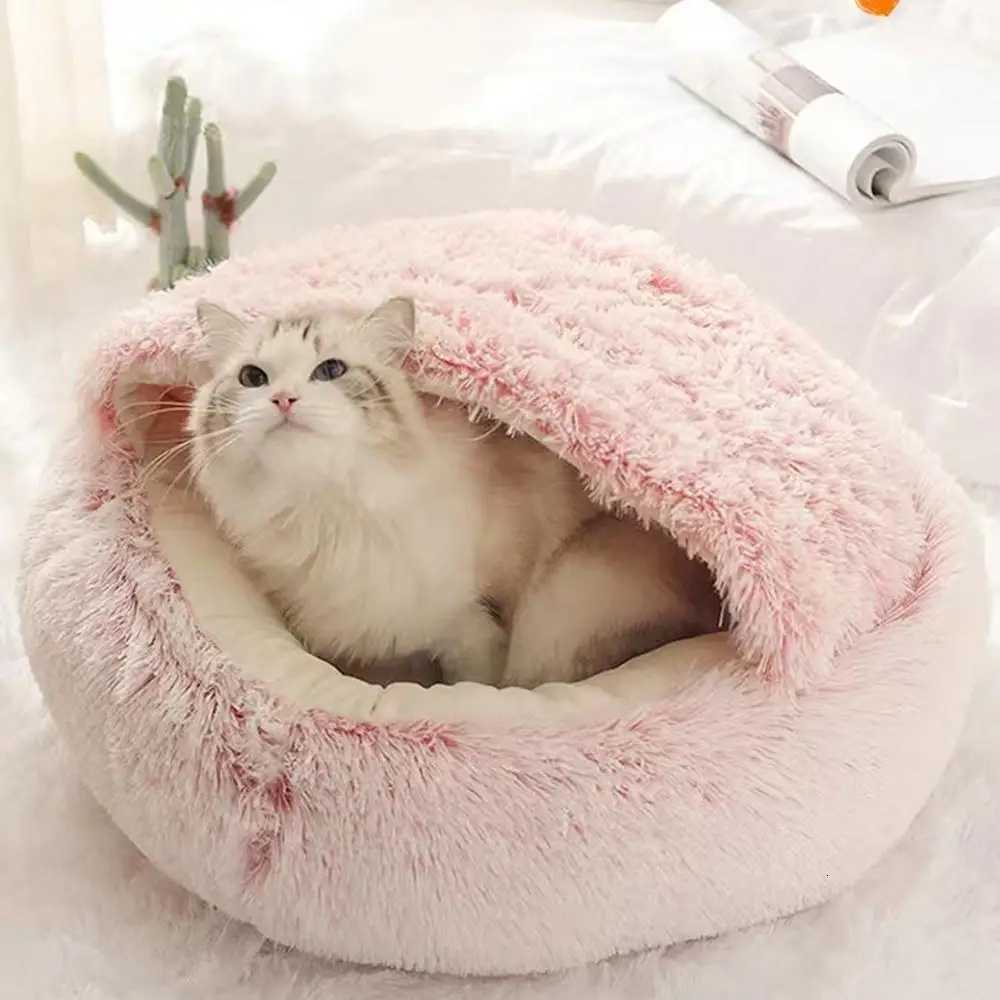 Winter Plush Pet Cat Bed Round Cat Cushion Cat House Warm Cats Basket Pet Sleep Bag Kitten Nest Kennel for Small Dog Cats M251217