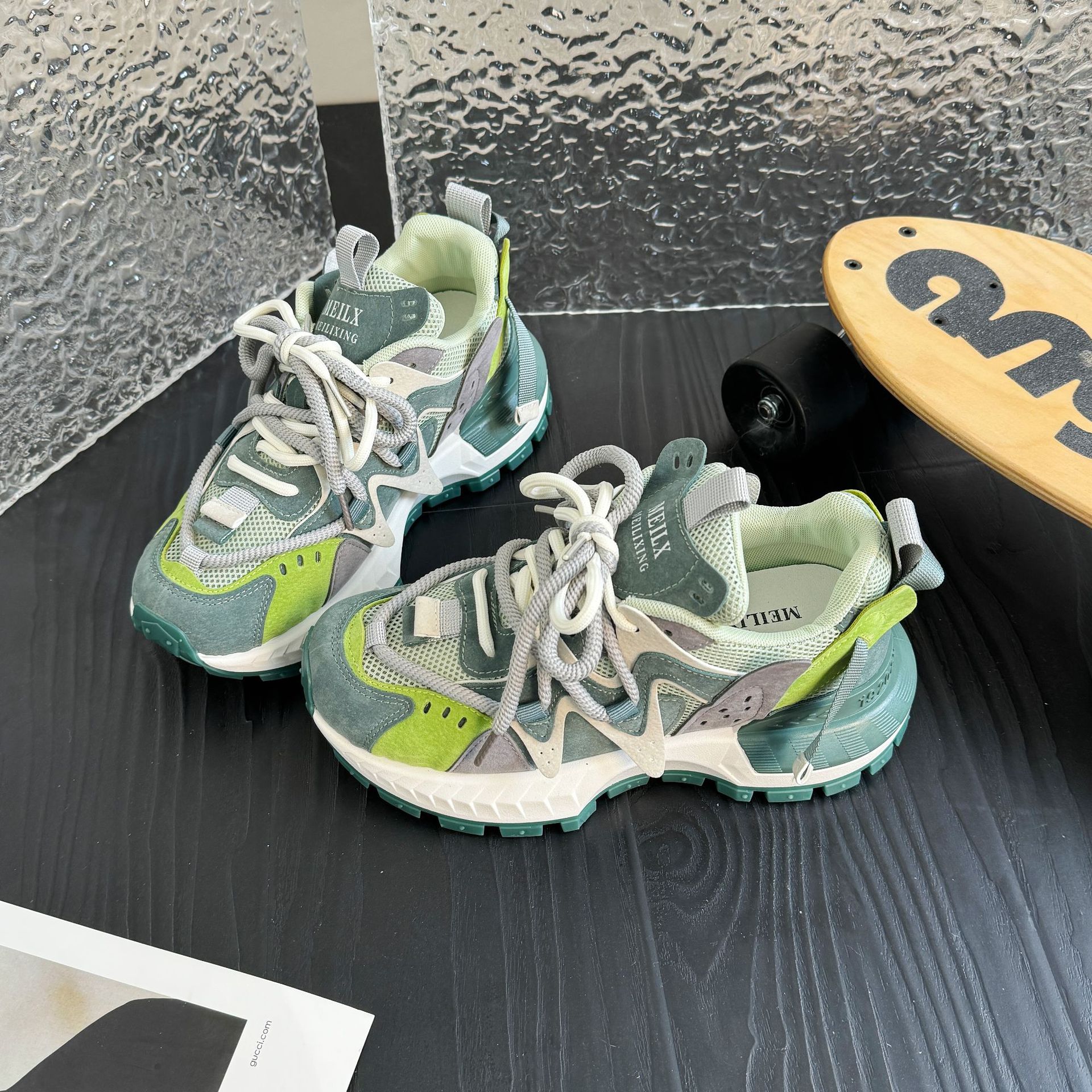 2025 mesh breathable platform dad shoes for women height increase sneakers student fashion Forrest Gump shoes