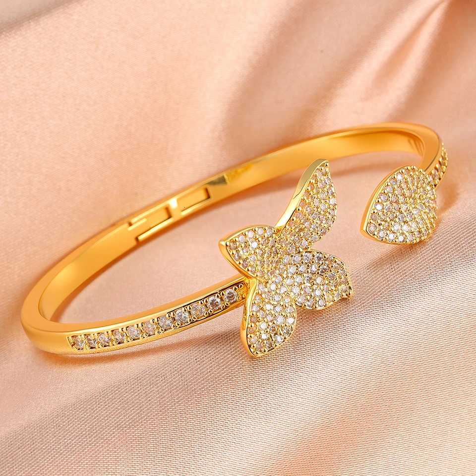 ZAKOL Graceful Leaves Both End of Open for Women Elegant Bride Shiny Micro-set Zircon Engagement Wedding Jewelry M251217