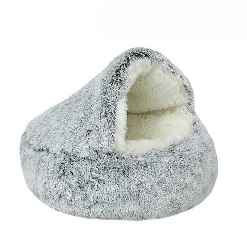 2 In 1 Winter Plush Pet Cat Bed Round Cat Cushion Cat House Warm Cats Basket Pet Sleep Bag Kitten Nest Kennel for Small Dog Cats M251217