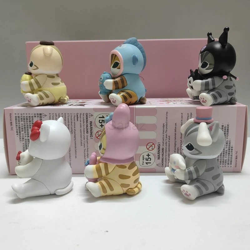 Sanrio New Mofusand co-branded Shark Cat image Ugly Fish doll shows fashionable doll face surprise blind box toys and hobby products H251217