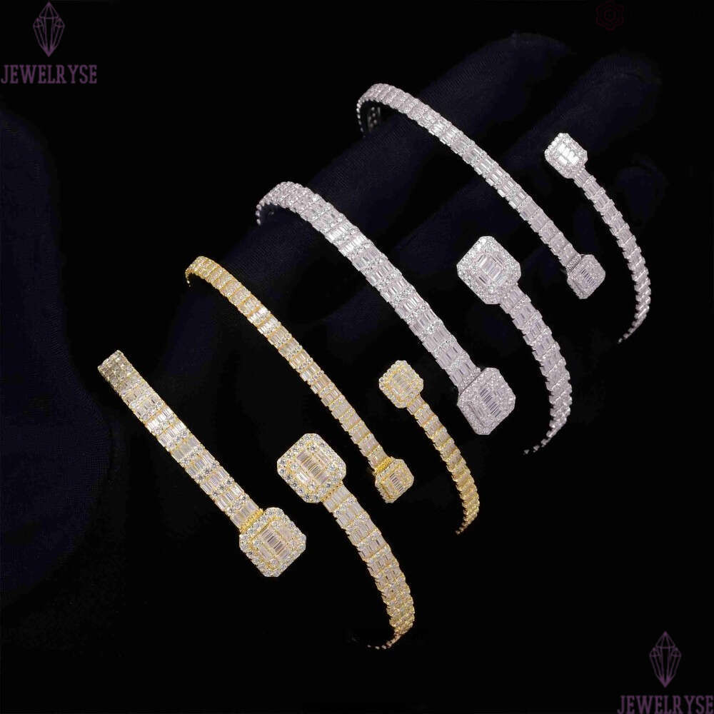 moissanite bracelet XG Square Iced Out Moissanite Cuban Bracelets Bangles 925 Silver Plated Gold Vvs Moissanite Bracelets