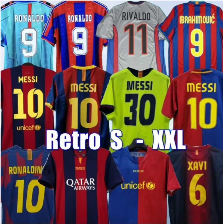 Retro Soccer Jerseys Kit 96 97 07 08 Vintage Football Shirts Uniforms XAVI RONALDINHO Iniesta HENRY Finals Classic 1899 1999