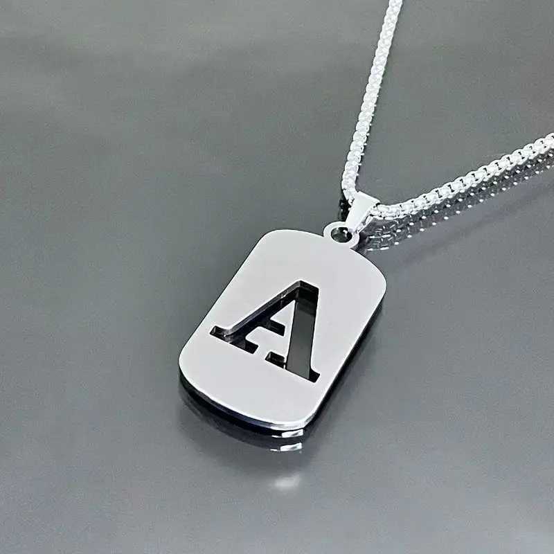Fashion Punk Alphabet Letter A-Z Minimalist Pendant Necklace for Women Men Silver Color Titanium Steel Trendy Jewelery Gift G251217