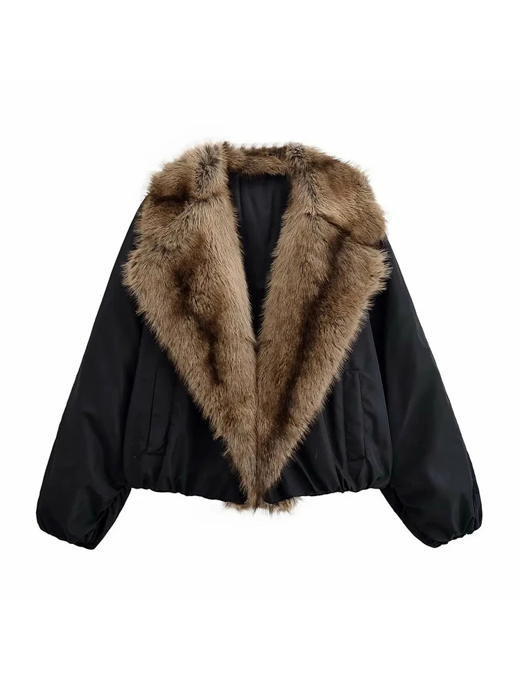 Womens Casual Jacket Women Lapel Fur Collar Warm y Cardigan Long Sleeved Coat 251217