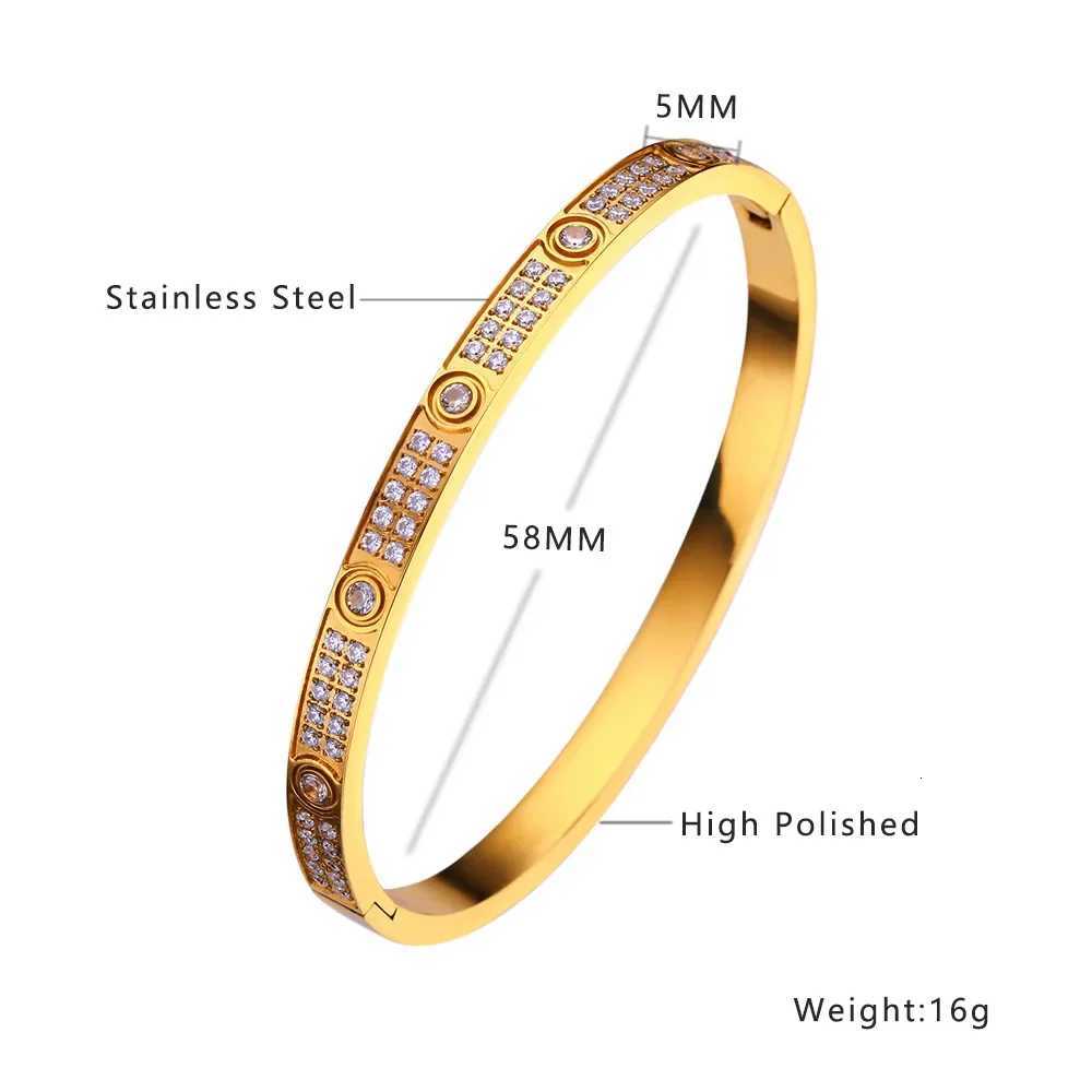 New Design Two Rows of Zircon Bangle For Women Girl Stainless Steel Couple Jewelry Wedding Gift M251217