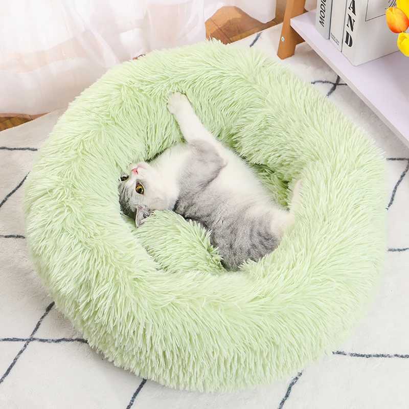 Round Cushion Winter Warm Sleeping Pet Bed for Large Dog Bed Super Soft Cat Bed Long Plush Dog House for Medium Dog House Winter M251217