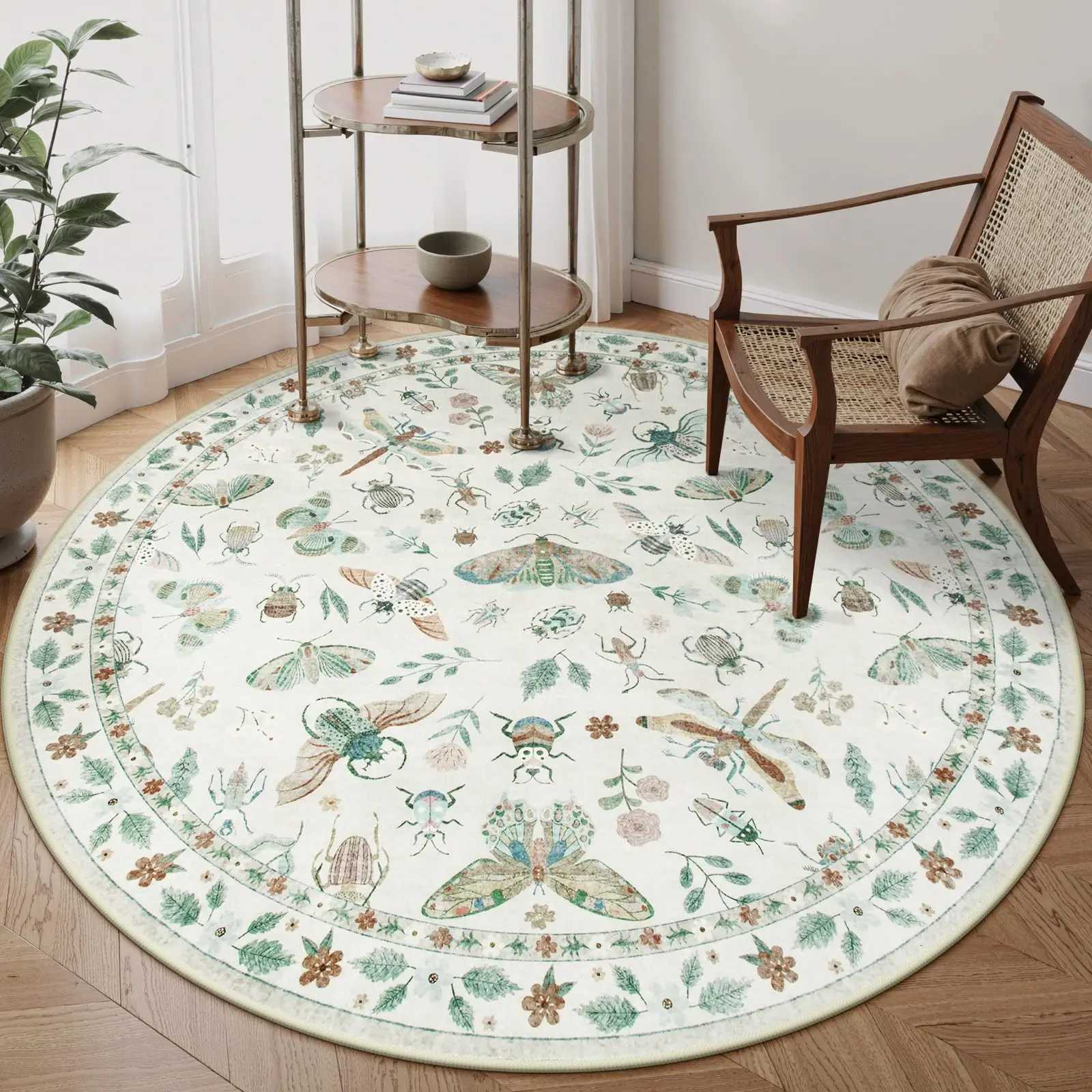Washable Round Area Rug Soft Round Rugs Non-Slip Boho Large Circle Carpet for Bedro Living Ro Y251216