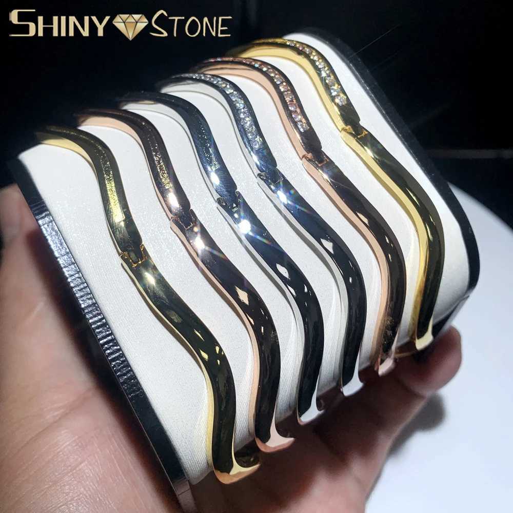 High Polished Sparking CZ Wave Twisted Band Stacking Bangle 5A Cubic Zirconia Paved Gold Color Women Fashion Jewelry M251217