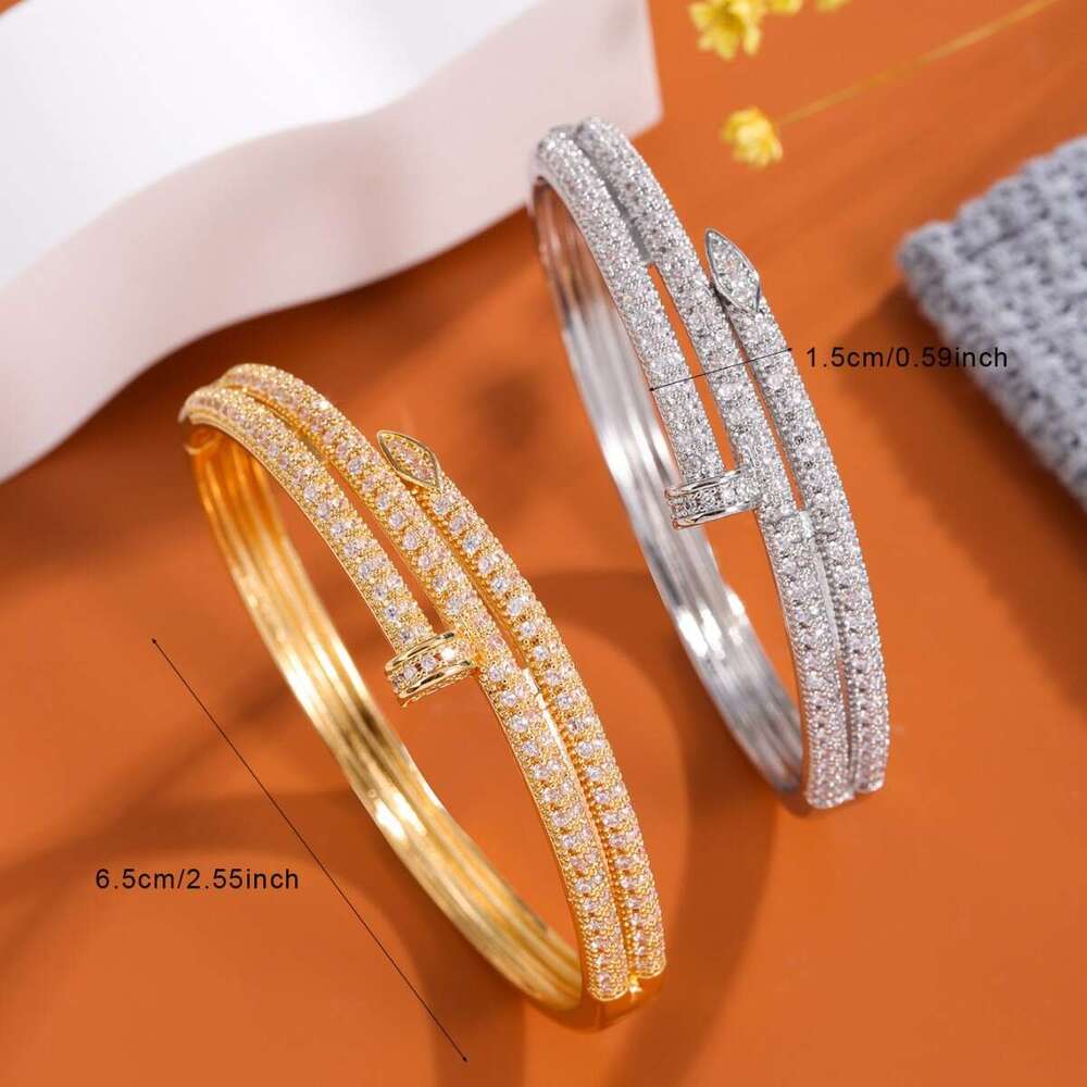 Bracelet designer bangle Jewelry Full Double Circle Stud Bracelet Copper Inlaid Zircon High-End Personality Creative Factory In-Stock Wholesale