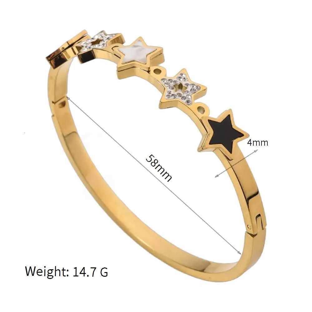 Non fading Vacuum Plated Stainless Steel Womens Fashion Light Luxury Pentagram Inlaid Zircon Jewelry Accessories M251220
