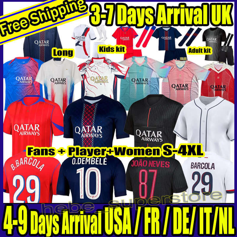 S-4XL Maillot fourth Soccer Jerseys DEMBELE HAKIMI 25 26 enfants PSGeS football shirts Men kits kids Equipment uniforms VITINHA PARIS BARCOLA doue JOAO NEVES 999