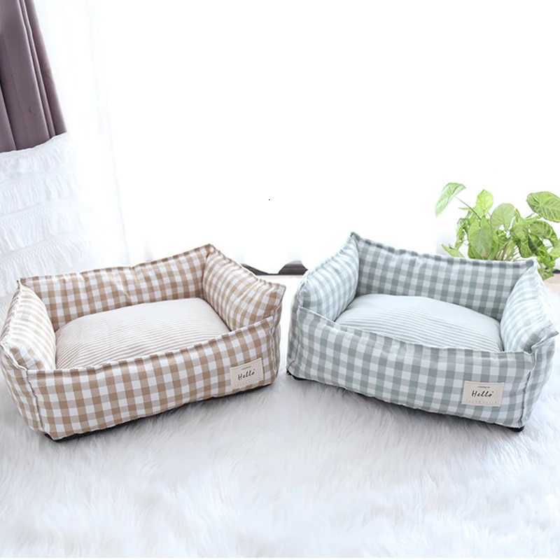Soft Warm Pet Dog Bed Cat Bed Removable Washable Cotton Linen Nest Small Medium Large Dogs Comfortable Sleeping Mat Pet Supplies M251217