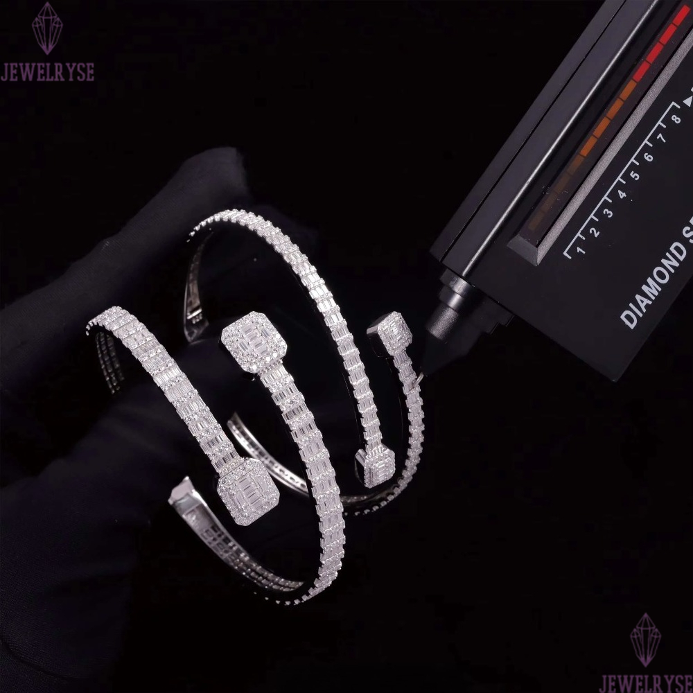 moissanite bracelet XG Square Iced Out Moissanite Cuban Bracelets Bangles 925 Silver Plated Gold Vvs Moissanite Bracelets