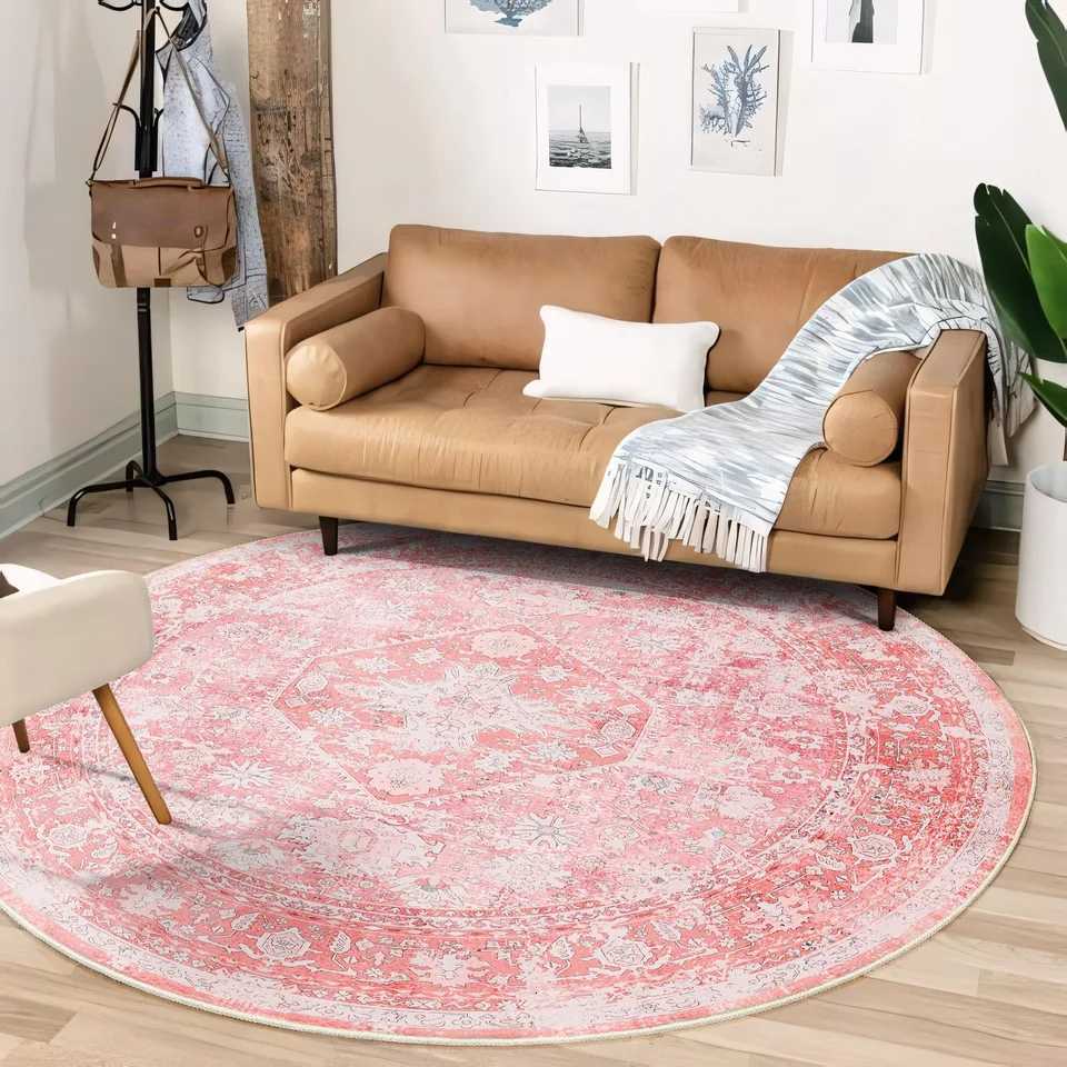 VIKAMA Round Rug Circle Area Rug WashableGirls Boho Circar Rugs for Bedro Living RoNon Slip Throw Carpet Soft Y251216