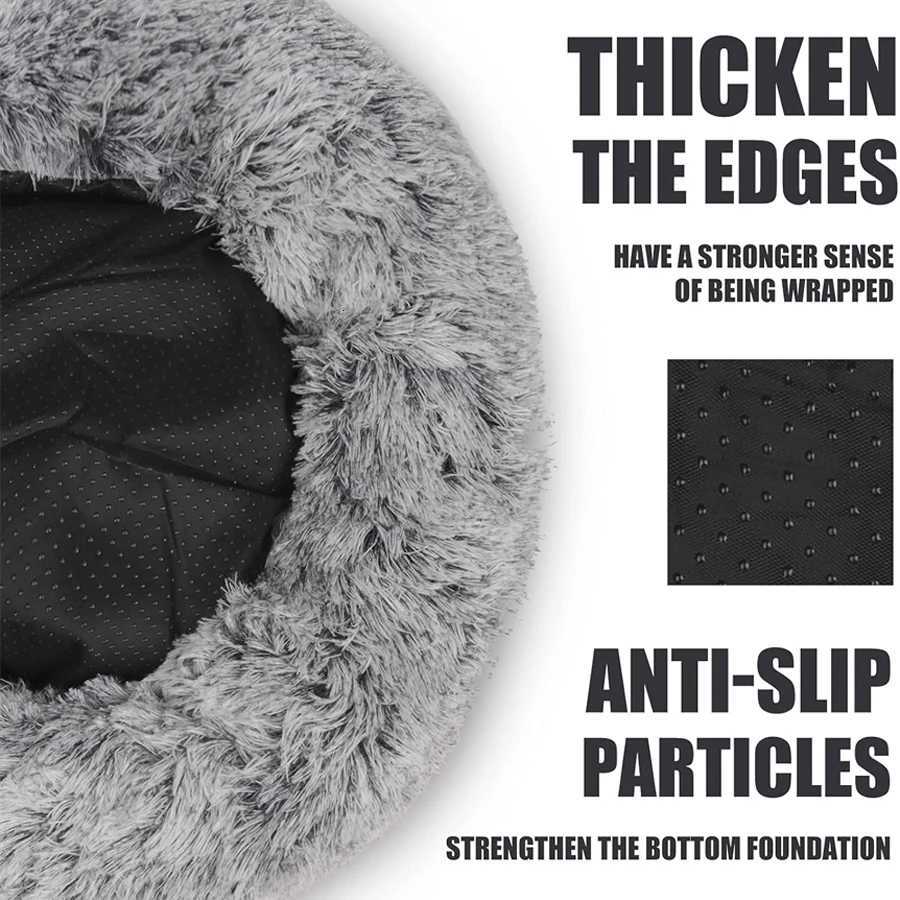 Cat Bed Round Plush Fluffy Hooded Cat Bed Cave Cozy for Indoor Cats or Small Dog beds Soothing Pet Beds Doughnut M251217