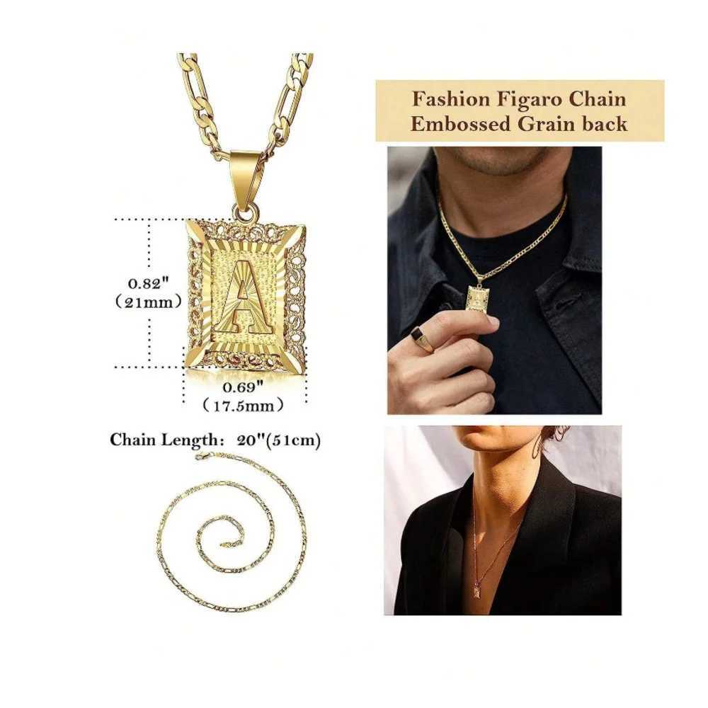Initial Necklace Square Letter Pendant Necklace Capital Monogram Necklace Alhpabets From A-Z Figaro Chain Necklace G251217