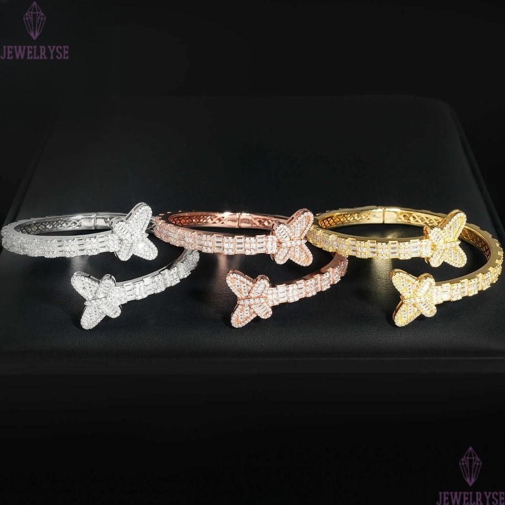 New S925 Silver Set D-Color Moissanite Butterfly Bracelet Hip Hop Fashion Trend High end Bracelet