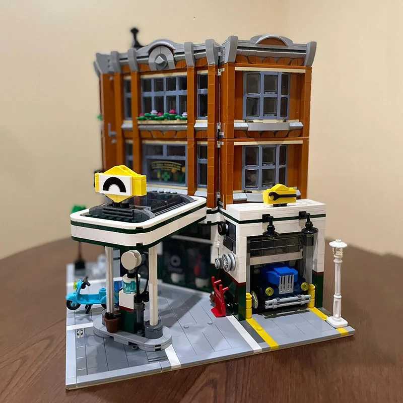 Creative City Street View Corner Garage Building Blocks Architecture Vehicle Repair Station Assemble Bricks Toys Gift Kids Adult X251216