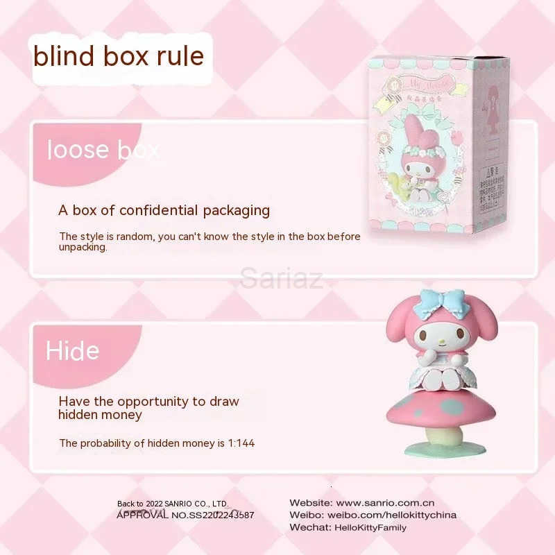Sanrio 2025 HOT NEW GOOD Piquenique Morango Surprise Blind Box Tea Party My Melody Desktop Decoration Handmade Gift Miniso H251217
