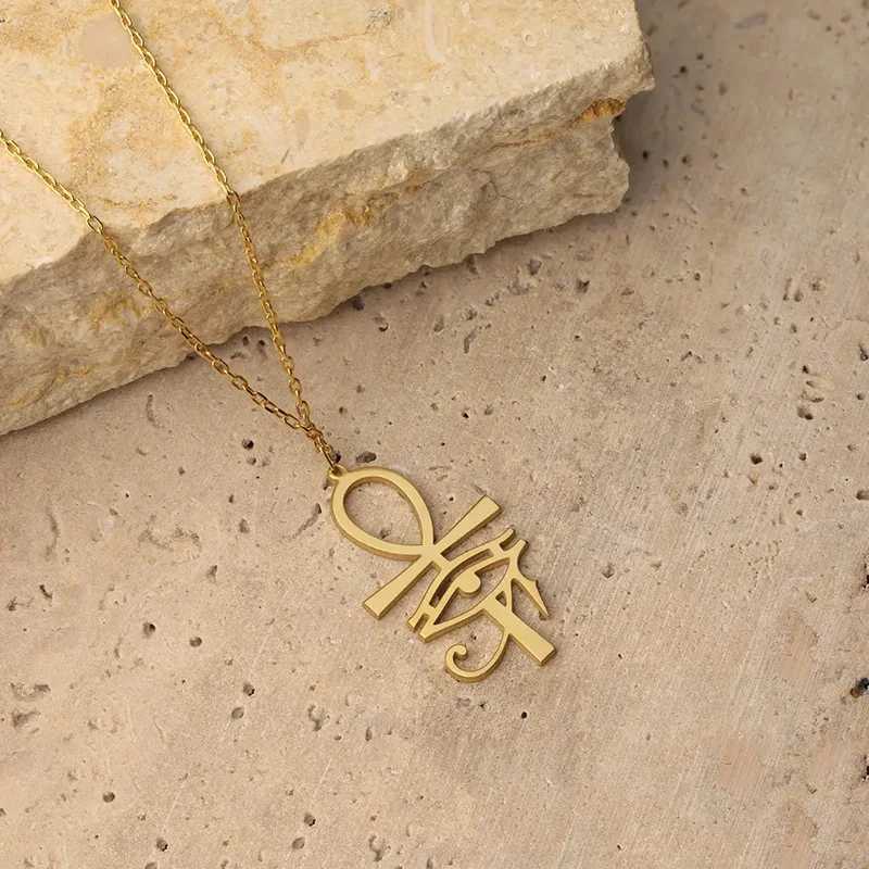 Classic Gold Plated Ankh Eye of Horus Pendant Necklace For Women Ancient Egyptian Jewelry Gifts G251217