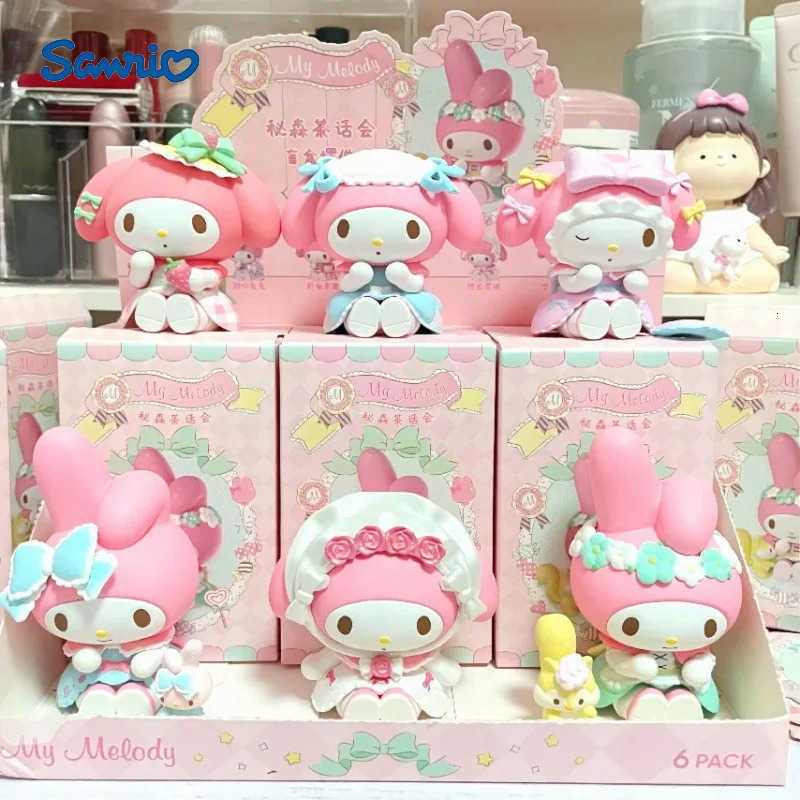 Sanrio 2025 HOT NEW GOOD Piquenique Morango Surprise Blind Box Tea Party My Melody Desktop Decoration Handmade Gift Miniso H251217
