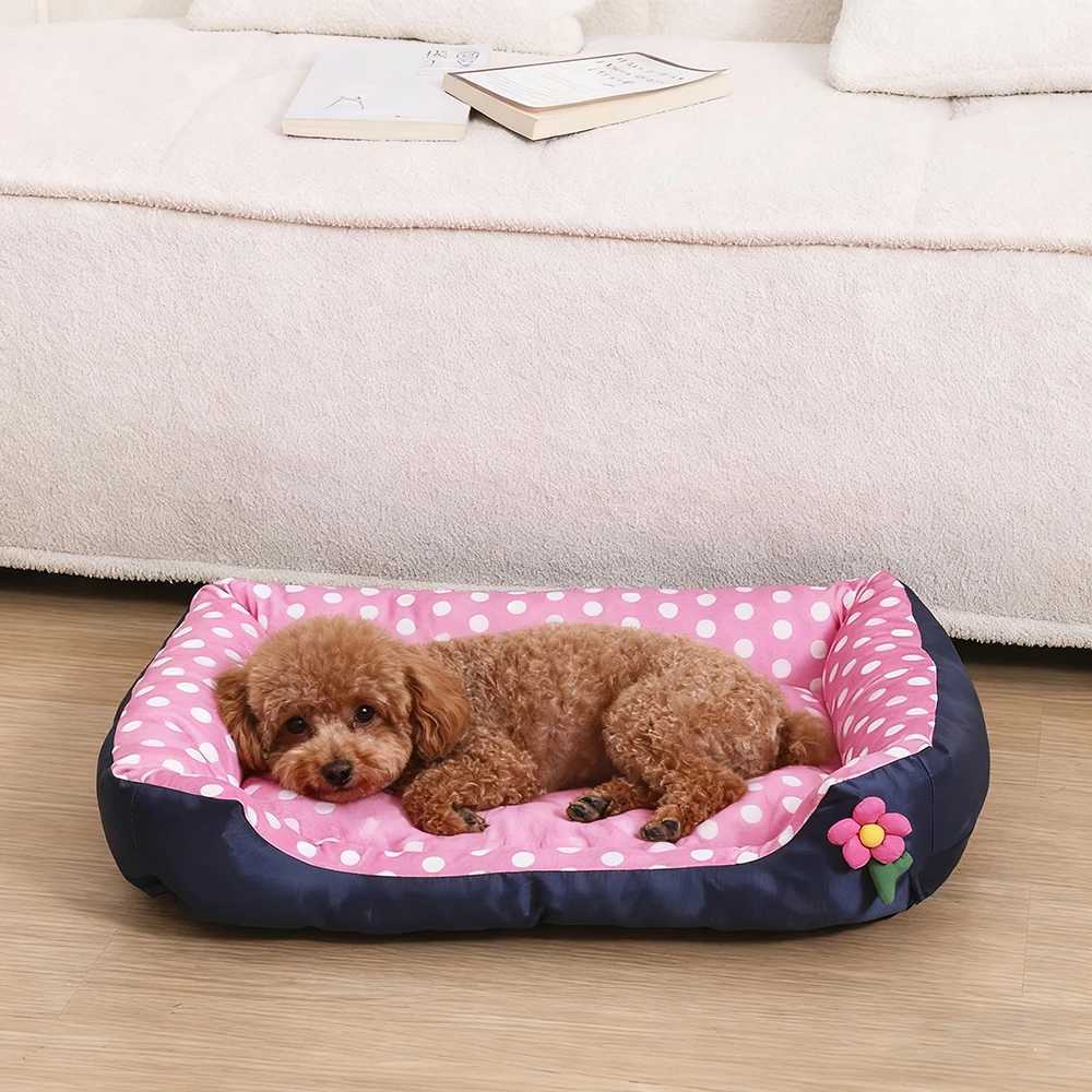 All Season Flower Soft Small Dog Sofa Kennel Square Large Dog Bed for Puppy Mattress Spot Medium Cat Bed House Accessories M251217