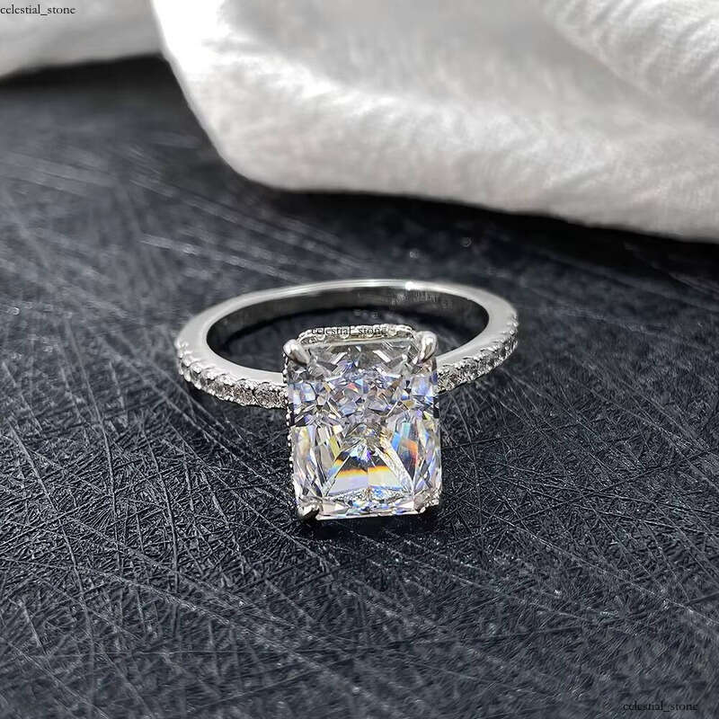 Fine Jewelry VVS1 D moissanite Diamond 2CT Sterling Dull 925 Silver Wedding Engagement Ring