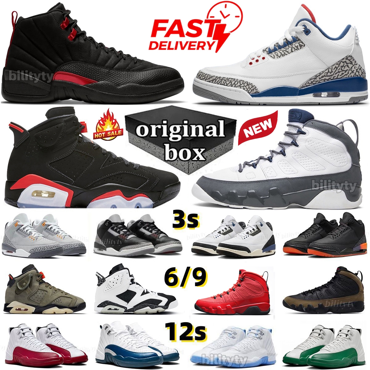 3s 6s 9s 12s designer shoes men basketball shoes 9 Flint Grey 6 Reverse Infrared 3 White Cement black cat 12 taxi Pearl Pink Sail french blue wolf grey trainers with box