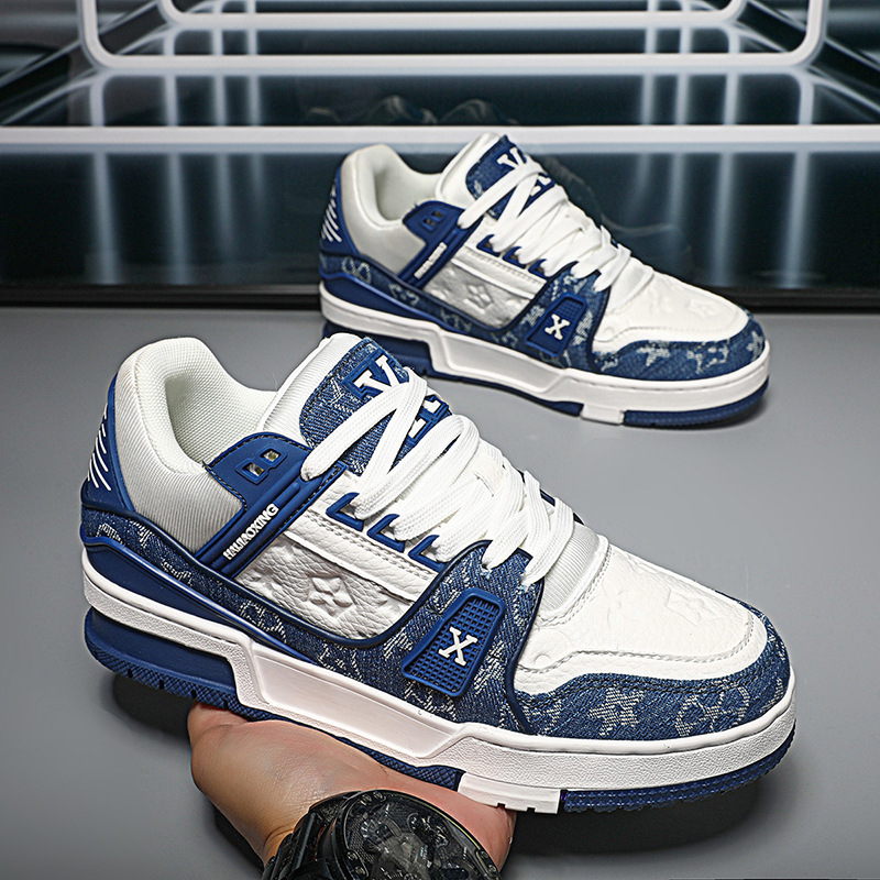 Free Shipping 2026 Spring Summer New Design Denim Blue Unisex Board Shoes Fashion Trend Versatile Thick Sole Casual Shoes Men Women Sizes 36-45 Hot Sa