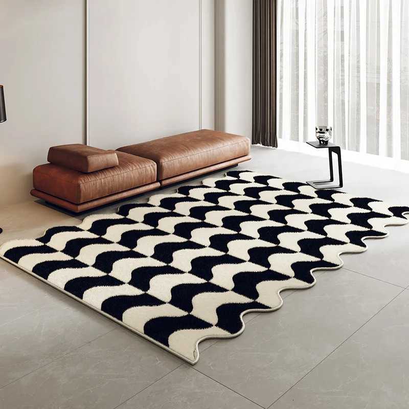 VIKAMA Summer Minimalist Living Ro Carpet Premium Black And White Bedro Ro Bedside Blanket Sofa Coffee Table Blanket Y251216