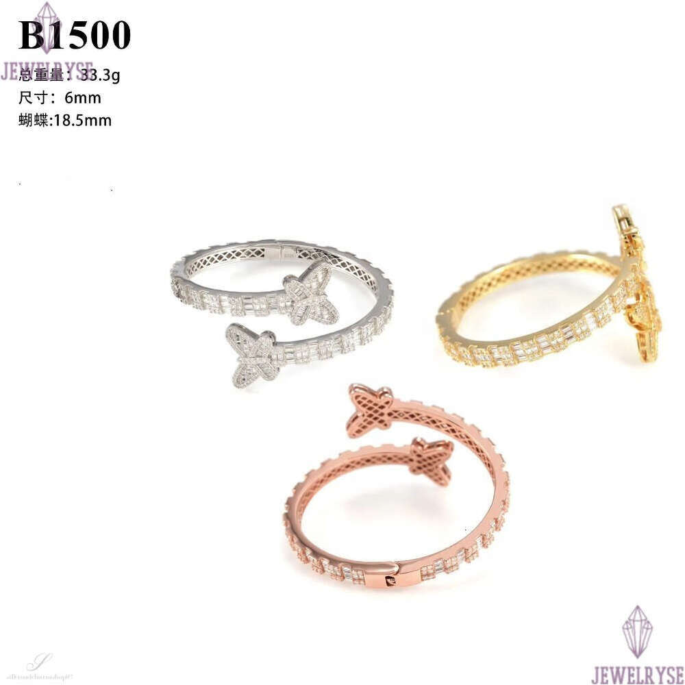 New S925 Silver Set D-Color Moissanite Butterfly Bracelet Hip Hop Fashion Trend High end Bracelet