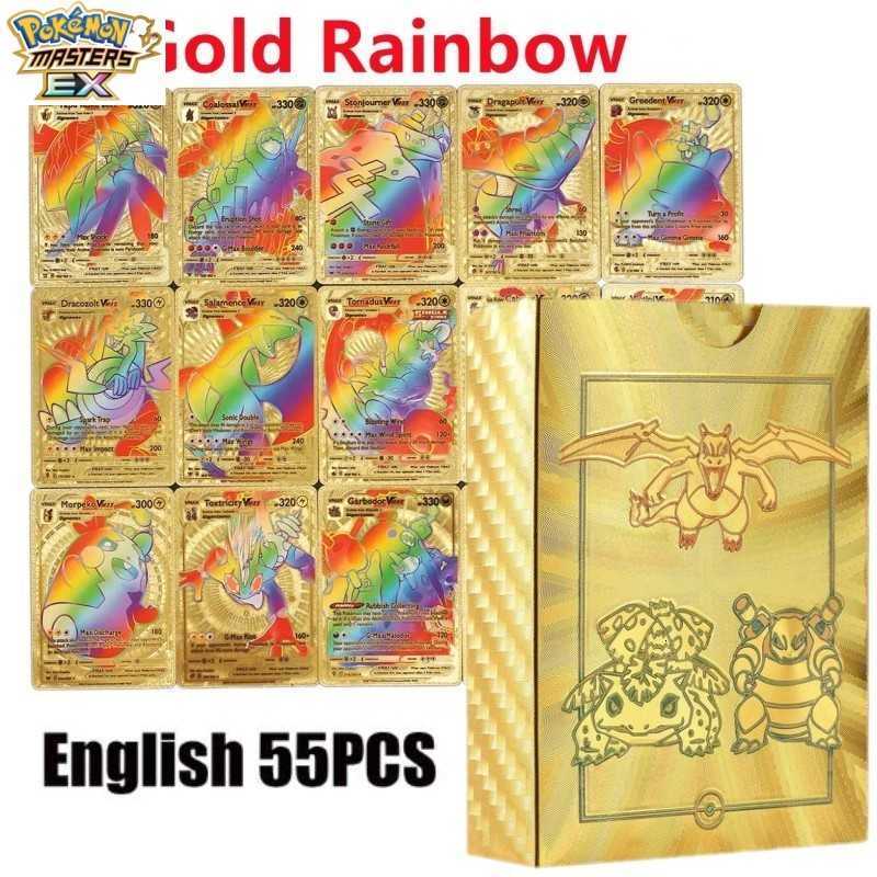 Pokmon Cards Rainbow Gold Card PTCG English Flash Card Pokmon Gold Foil Card Charizard Black Card Silver Card L251217OXBQ