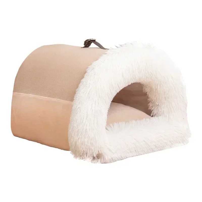 Winter Plush Cat Bed Large Size Dog Kennel Warm Cat House Villa Comfort Kitten Nest Closed Cats Home Puppy Sleep Mat M251217