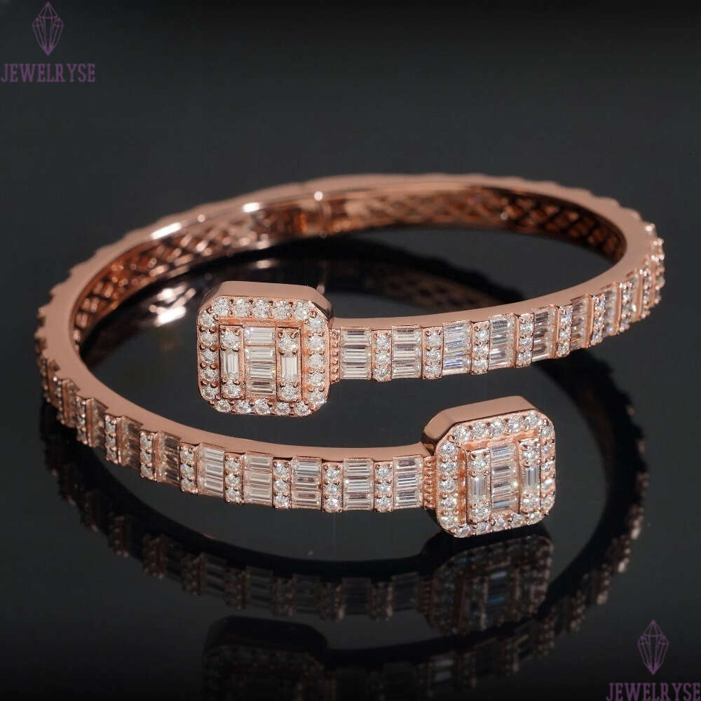 VVS Moissanite Diamond Fashion Men Jewelry 925 Silver Iced Out Hip Hop Jewelry Bracelet Bangle Men