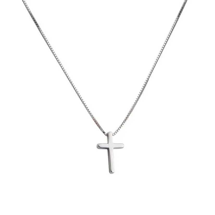 925 Sterling Silver Female Cross Pendants Smooth Cross Pendant Necklace Jewelry For Women Wedding Gift G251217